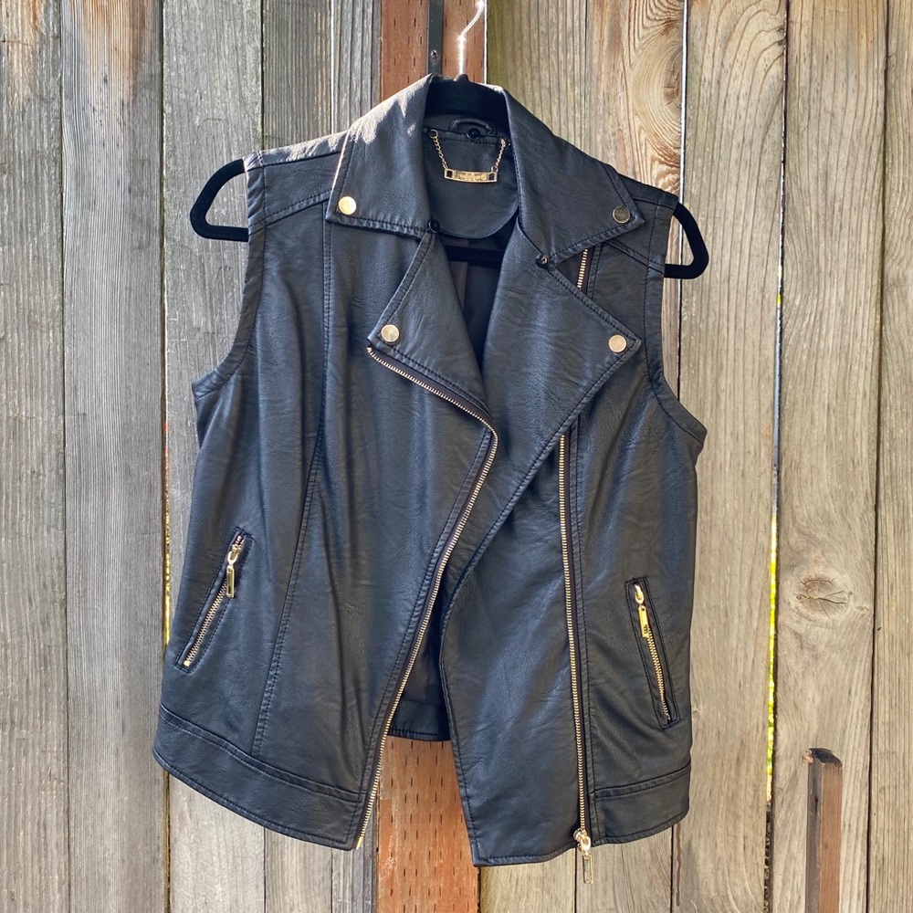 Coalition LA Black Pleather Vest